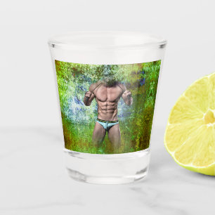 SlipperyJoe's highly muscular adult man shirtless  Shot Glass