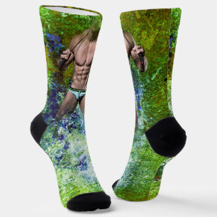 SlipperyJoe's highly muscular adult man shirtless  Socks