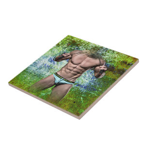 SlipperyJoe's highly muscular adult man shirtless  Tile