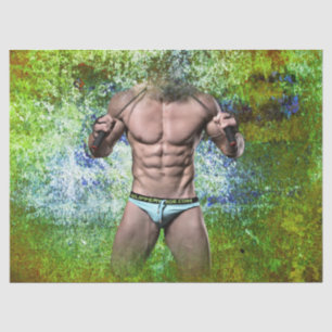 SlipperyJoe's highly muscular adult man shirtless  Tissue Paper