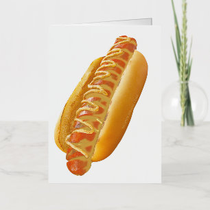SlipperyJoe's hot dog nestled soft bun vibrant yel Foil Greeting Card