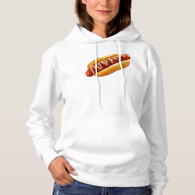 SlipperyJoe's hot dog nestled soft bun vibrant yel Hoodie (Front)