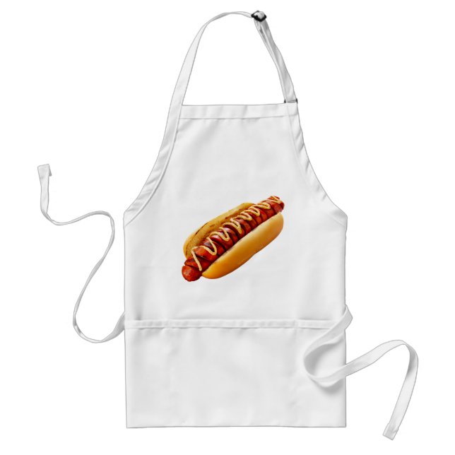 SlipperyJoe's hot dog nestled soft bun vibrant yel Standard Apron (Front)