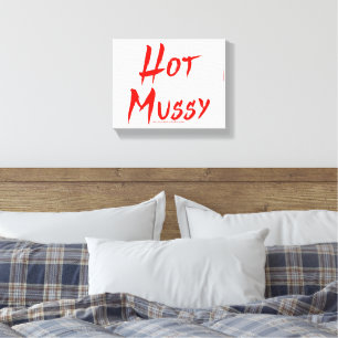 SlipperyJoe's hot mussy bold vivid red text brushs Canvas Print