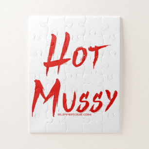 SlipperyJoe's hot mussy bold vivid red text brushs Jigsaw Puzzle