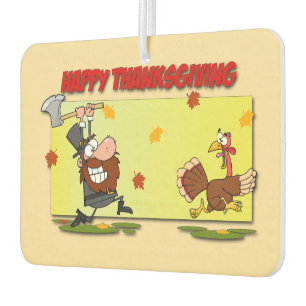 SlipperyJoe's humourous Thanksgiving theme funny c Car Air Freshener