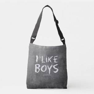 SlipperyJoe's I Like Boys dirty chalkboard dark te Crossbody Bag