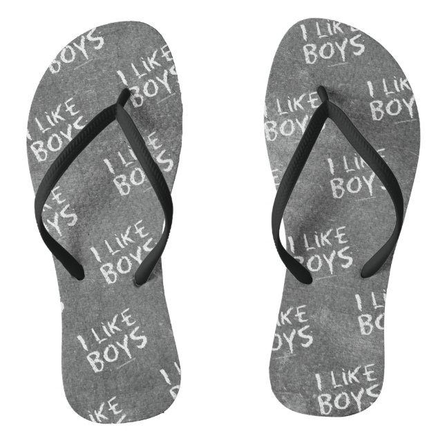 SlipperyJoe's I Like Boys dirty chalkboard dark te Jandals (Footbed)