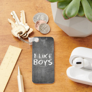 SlipperyJoe's I Like Boys dirty chalkboard dark te Key Ring