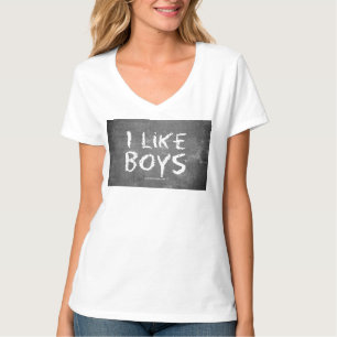 SlipperyJoe's I Like Boys dirty chalkboard dark te T-Shirt