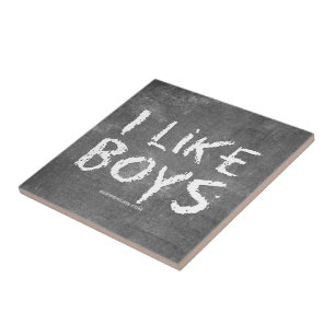 SlipperyJoe's I Like Boys dirty chalkboard dark te Tile