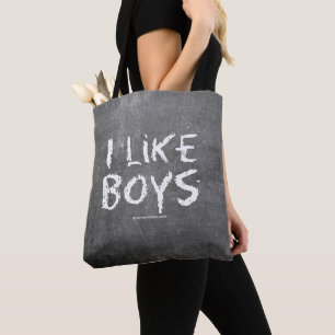 SlipperyJoe's I Like Boys dirty chalkboard dark te Tote Bag