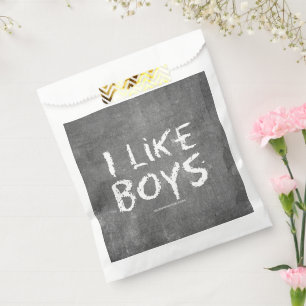 SlipperyJoe's I Like Boys dirty Chalkboard writing Favour Bags