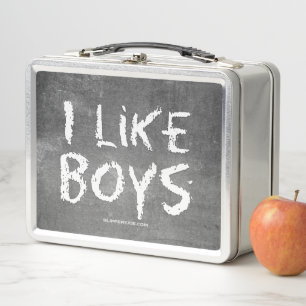 SlipperyJoe's I Like Boys dirty Chalkboard writing Metal Lunch Box