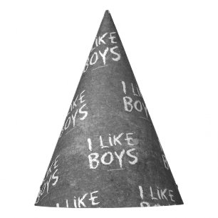 SlipperyJoe's I Like Boys dirty Chalkboard writing Party Hat