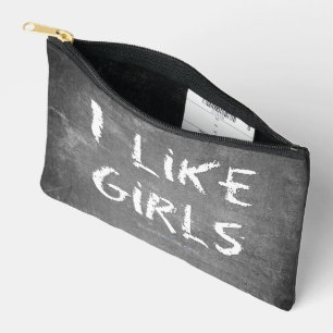 SlipperyJoe's I Like Girls dirty chalkboard dark t Accessory Pouch