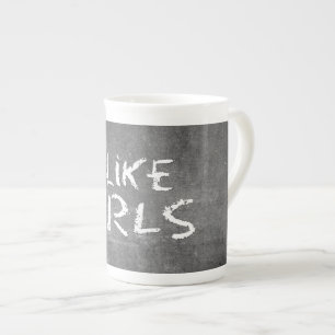 SlipperyJoe's I Like Girls dirty chalkboard dark t Bone China Mug