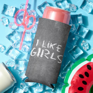 SlipperyJoe's I Like Girls dirty chalkboard dark t Seltzer Can Cooler