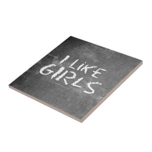 SlipperyJoe's I Like Girls dirty chalkboard dark t Tile