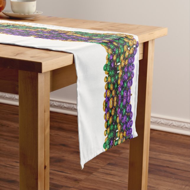 SlipperyJoe's iconic Mardi Gras–themed image elega Short Table Runner (In Situ)