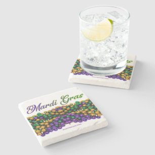 SlipperyJoe's iconic Mardi Gras–themed image elega Stone Coaster
