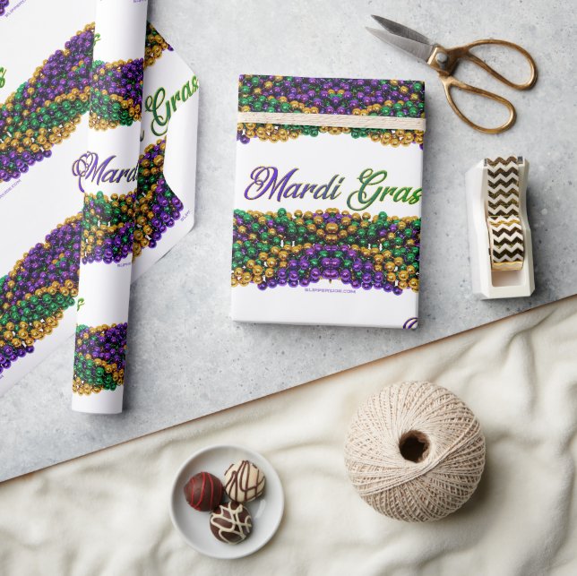 SlipperyJoe's iconic Mardi Gras–themed image elega Wrapping Paper (Crafts)