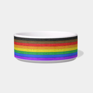 SlipperyJoe's Inclusive gay pride flag textured ru Bowl