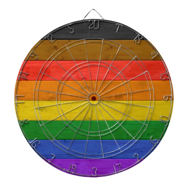 SlipperyJoe's Inclusive gay pride flag textured ru Dartboard (Front)