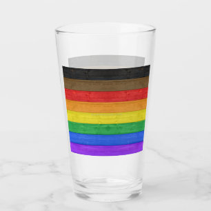 SlipperyJoe's Inclusive gay pride flag textured ru Glass