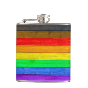 SlipperyJoe's Inclusive gay pride flag textured ru Hip Flask