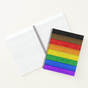 SlipperyJoe's Inclusive gay pride flag textured ru Notebook