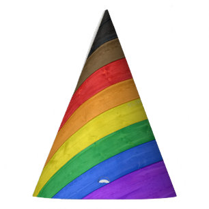 SlipperyJoe's Inclusive gay pride flag textured ru Party Hat