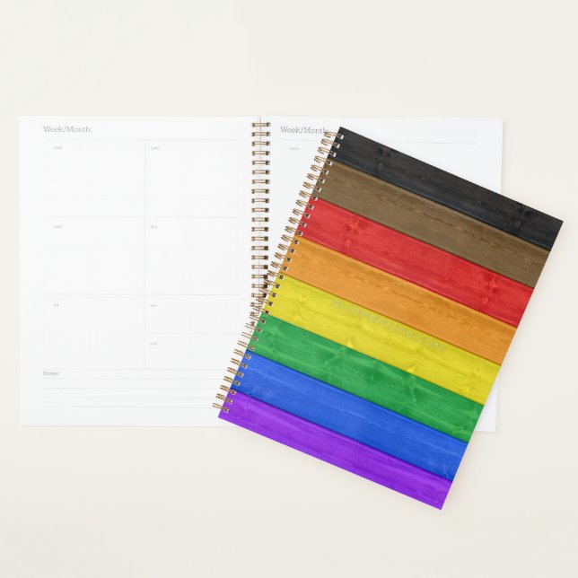 SlipperyJoe's Inclusive gay pride flag textured ru Planner (Display)