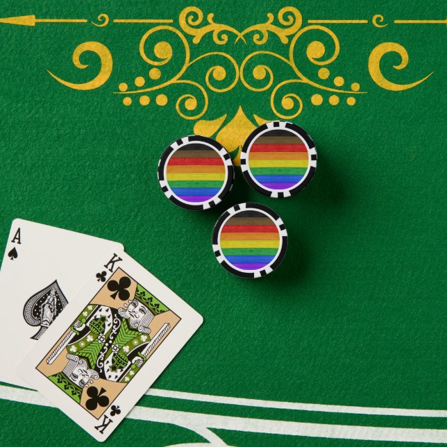 SlipperyJoe's Inclusive gay pride flag textured ru Poker Chips (Poker Table (Stack))