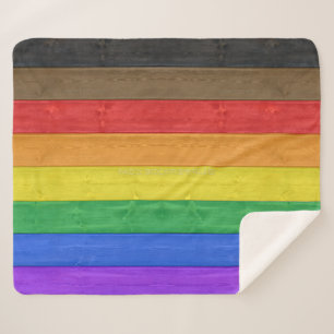 SlipperyJoe's Inclusive gay pride flag textured ru Sherpa Blanket