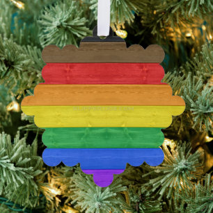 SlipperyJoe's Inclusive gay pride flag textured ru Tree Decoration Card