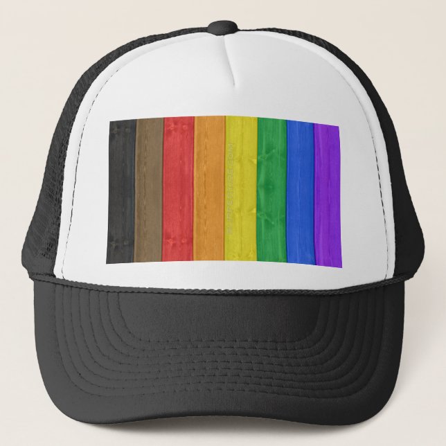 SlipperyJoe's Inclusive gay pride flag textured ru Trucker Hat (Front)