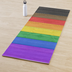 SlipperyJoe's Inclusive gay pride flag textured ru Yoga Mat