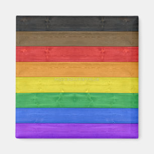 SlipperyJoe's inclusive gay pride flag wooden blac Magnet