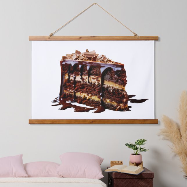 SlipperyJoe's indulgent multi-layer chocolate cake Hanging Tapestry (Bedroom)