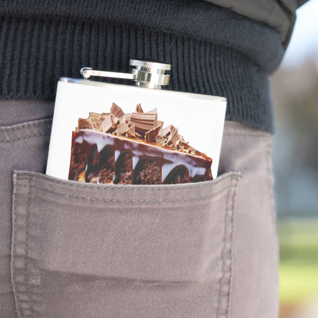 SlipperyJoe's indulgent multi-layer chocolate cake Hip Flask (In Situ)