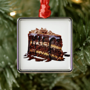 SlipperyJoe's indulgent multi-layer chocolate cake Metal Tree Decoration