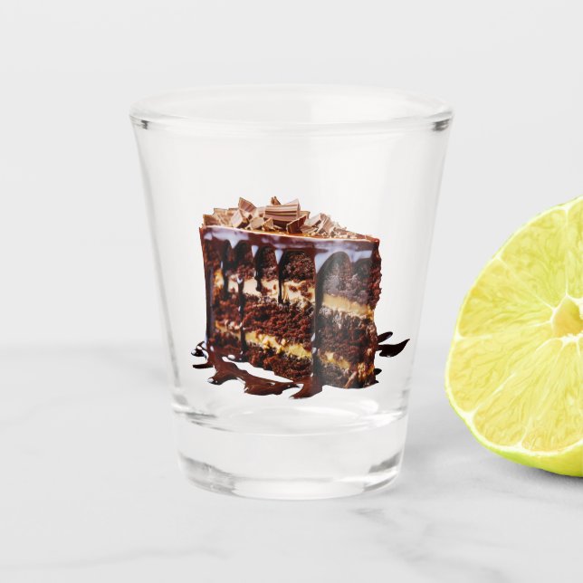 SlipperyJoe's indulgent multi-layer chocolate cake Shot Glass (Front)