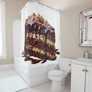 SlipperyJoe's indulgent multi-layer chocolate cake Shower Curtain