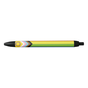 SlipperyJoe's Intersex pride flag yellow backgroun Black Ink Pen