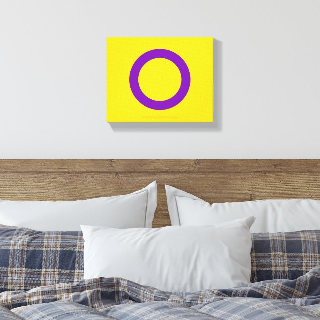 SlipperyJoe's Intersex pride flag yellow backgroun Canvas Print (Insitu(Bedroom))