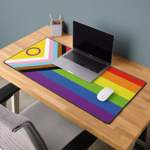 SlipperyJoe's Intersex pride flag yellow backgroun Desk Mat