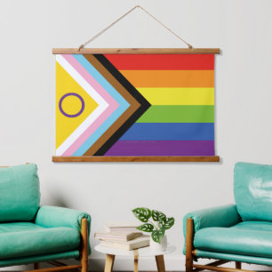 SlipperyJoe's Intersex pride flag yellow backgroun Hanging Tapestry