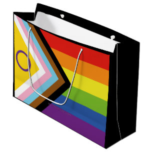 SlipperyJoe's Intersex pride flag yellow backgroun Large Gift Bag