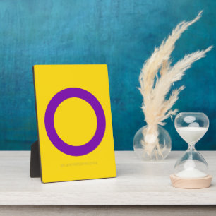 SlipperyJoe's Intersex pride flag yellow backgroun Plaque